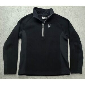 Spyder Men's M Sweater 199306 Black 1/4‎ Zip Fleece Long Sleeve Pullover